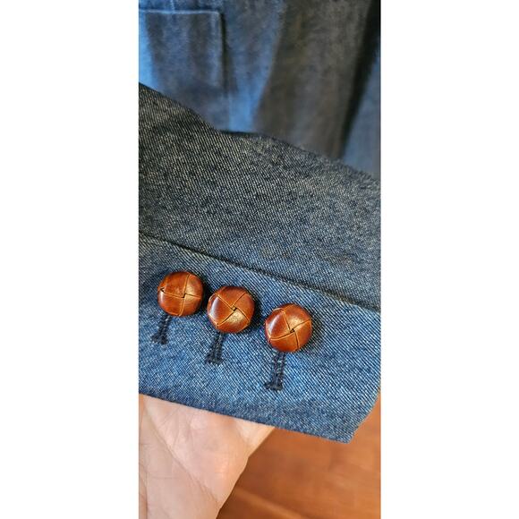 Vintage KORS -Michael Denim Blazer Jacket Leather Buttons Made in Italy Women 10 - Picture 7 of 12